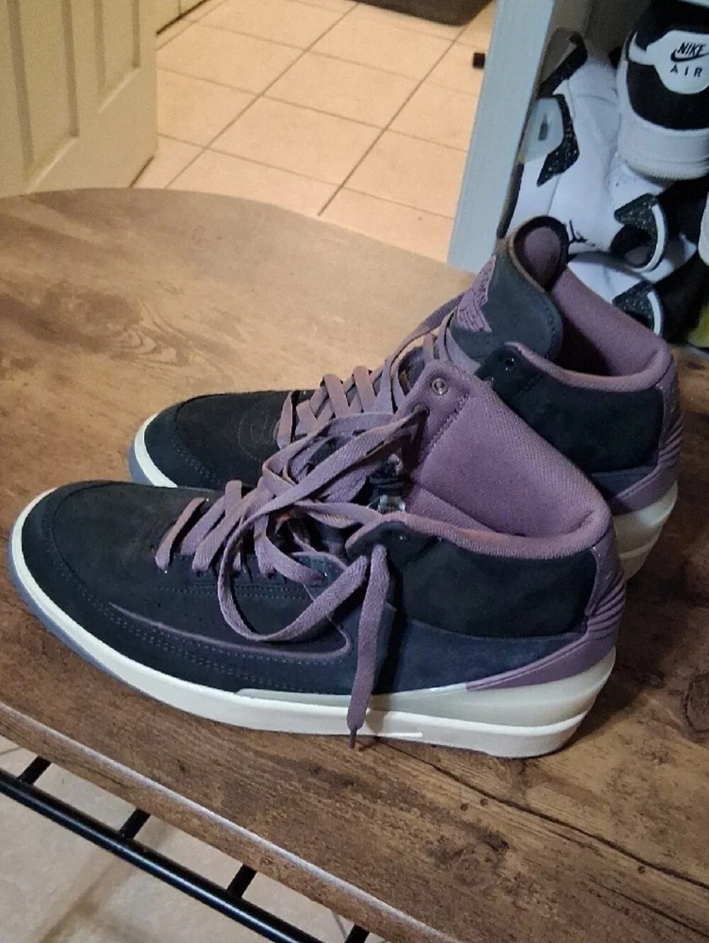 Jordan Men’s High-Top Sneakers in Black and Purple Accents